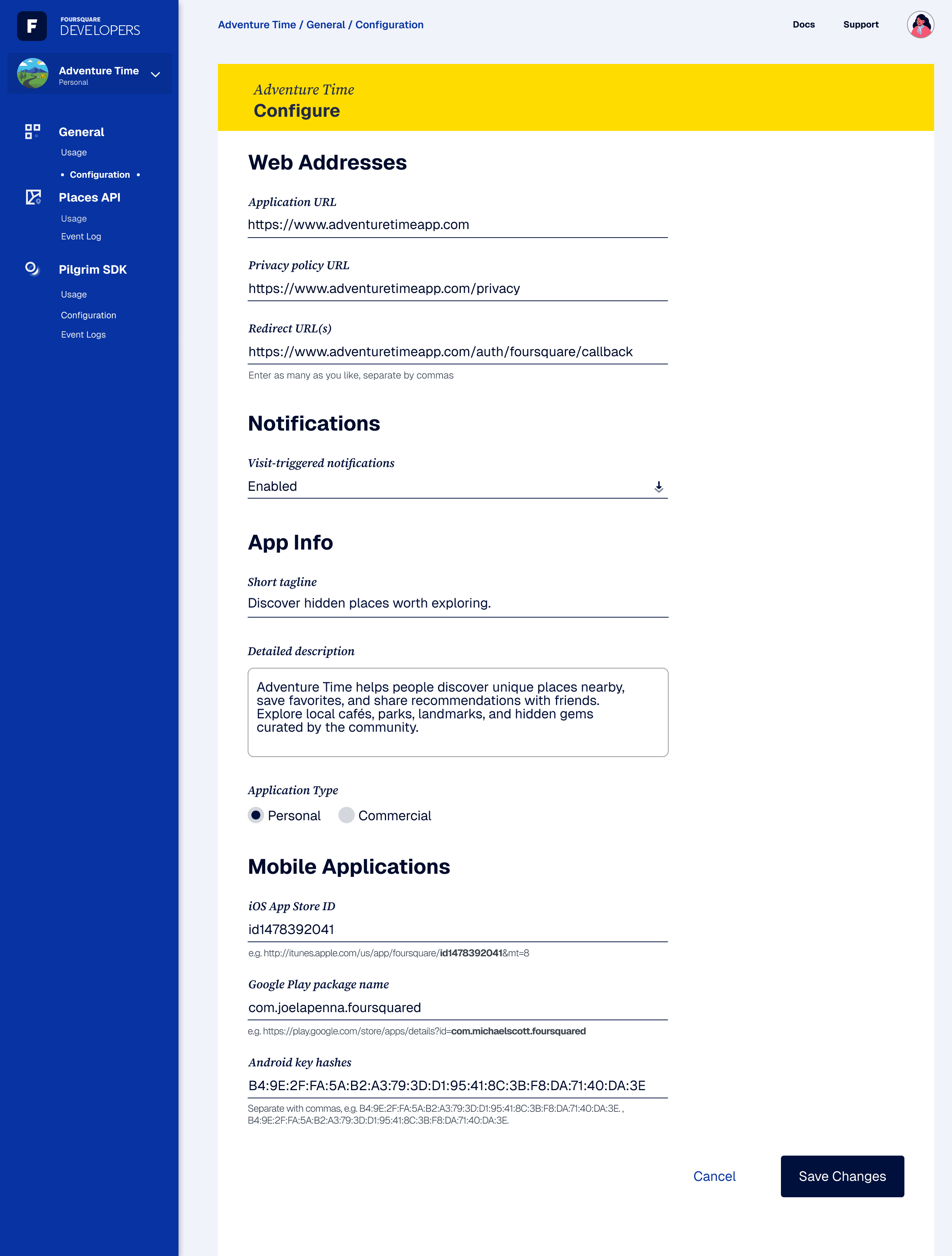 App configuration